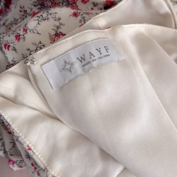 WAYF Dress Halter Top Midi Length Cut Out Abdomen Pink White Floral Tie Neck - Picture 15 of 16